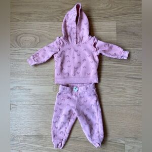 Carters sweatsuit, 12 months, pink rainbow